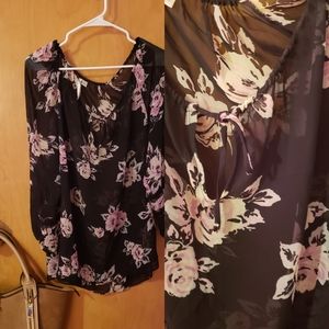 Sheer black floral top
